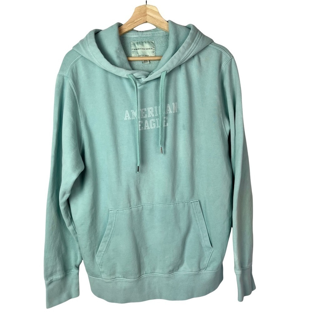 American Eagle AEO Blue Graphic Pullover Hooded Sweatshirt M